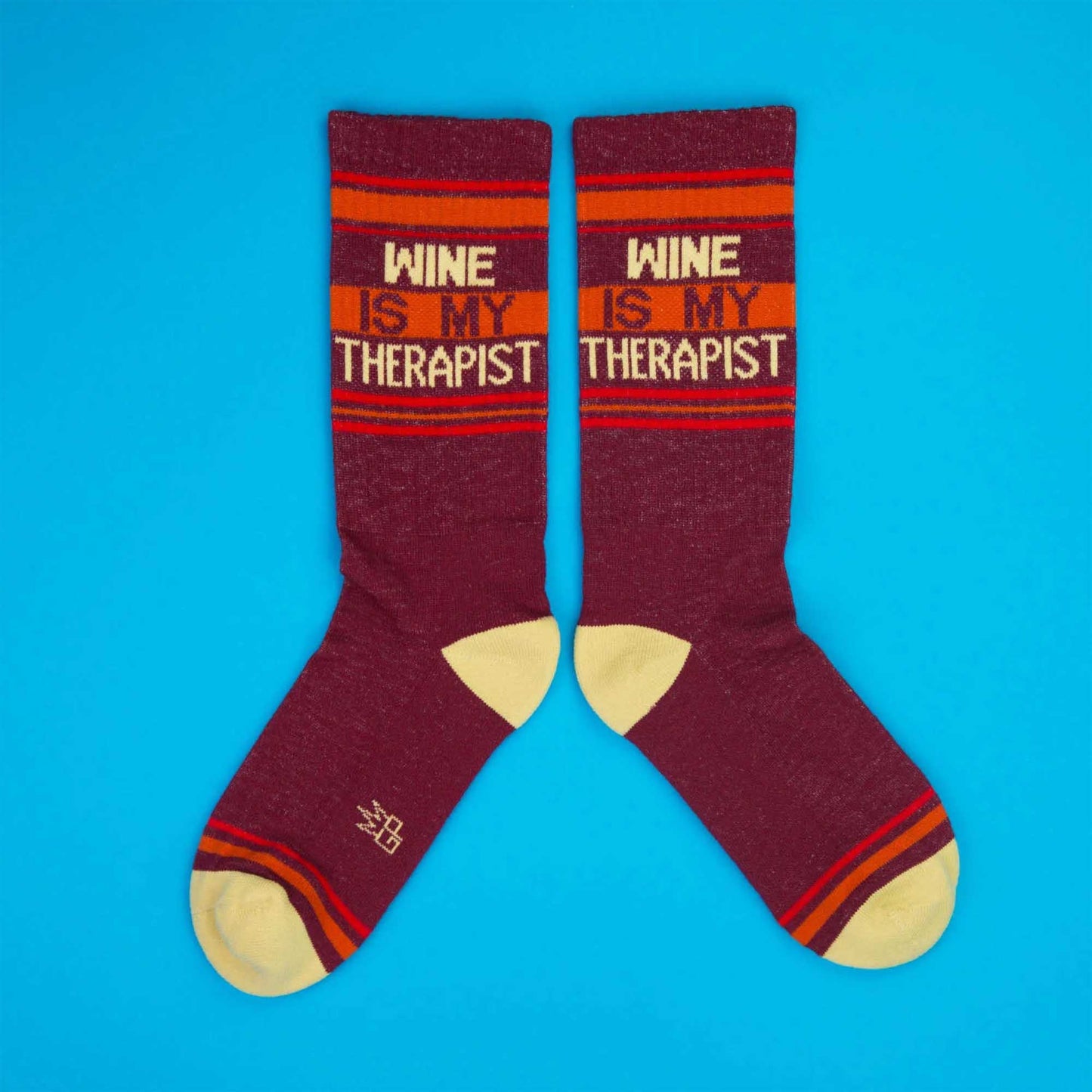 Wine is My Therapist , Novelty Gift Socks For Men, Women and Teens, Unisex Gym Crew Socks ( Made in the USA