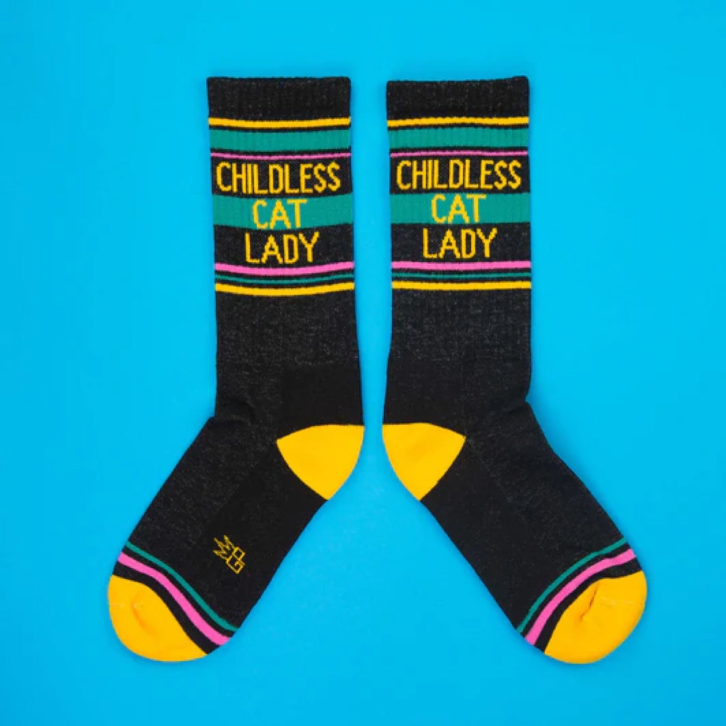 Childless Cat Lady, Novelty Gift Socks For Men, Women and Teens, Unisex Gym Crew Socks ( Made in the USA )