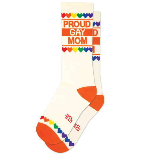 PROUD GAY MOM, Unisex Gym Crew Socks (Made in the USA)