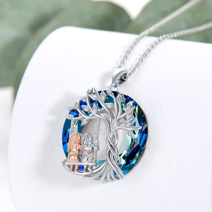 Tree of Life Always My Sister Forever My Friend Necklace with Blue Crystal Friendship, Birthday Jewelry Gifts for Women, Mom, Girls and Best Friend, Anniversary Valentines Day Gifts