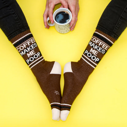 Coffee Makes Me Poop, Unisex Gym Crew Socks (Made in the USA)