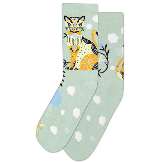 Cat & Clouds, Unisex Gym Crew Socks (Made in the USA)