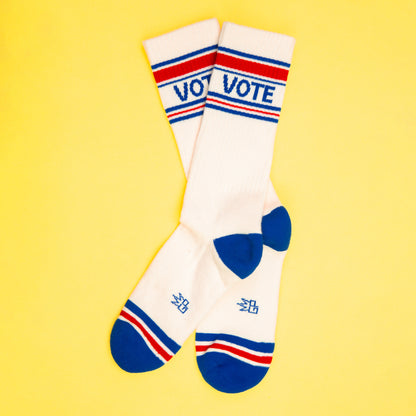 VOTE - Natural, Unisex Gym Crew Socks (Made in the USA)