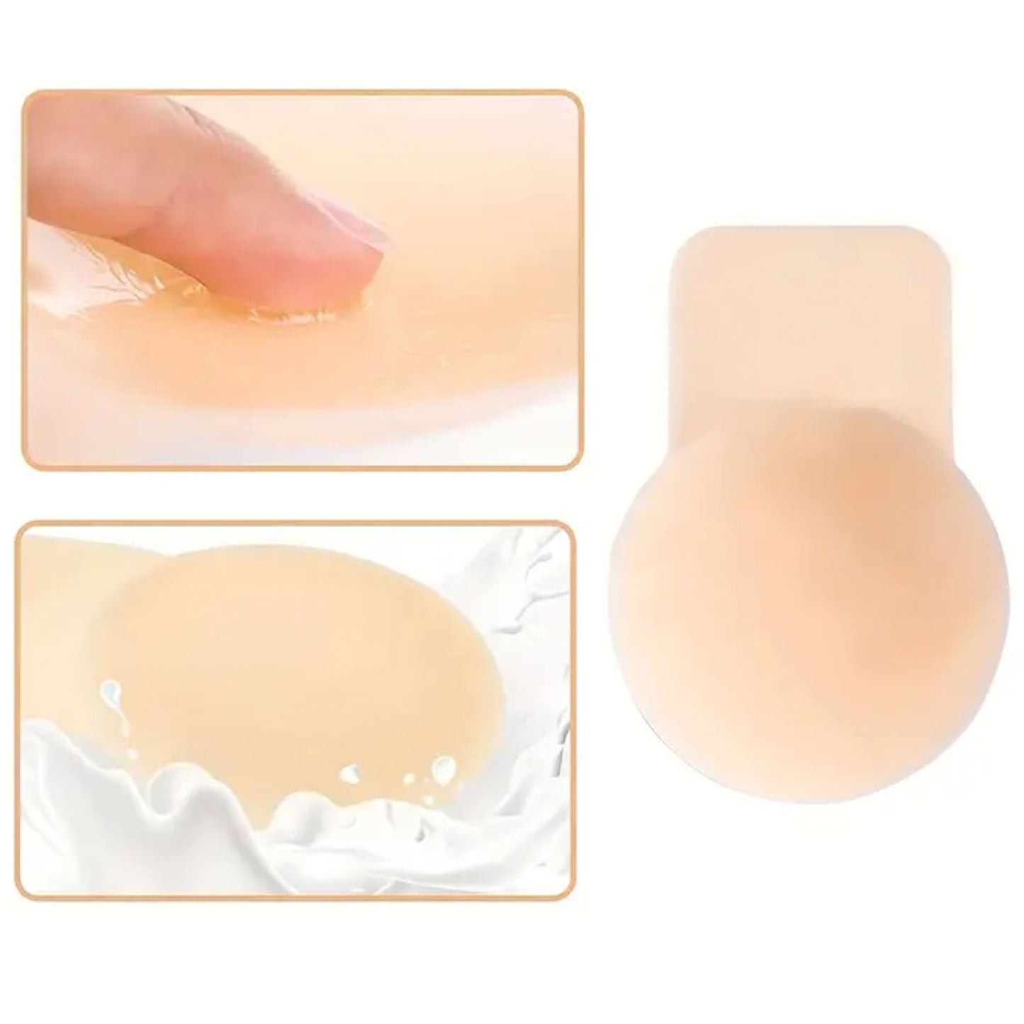 Reusable Adhesive Silicone Women Nipple Covers, Women Push up Breast Lift Pasties - Beige