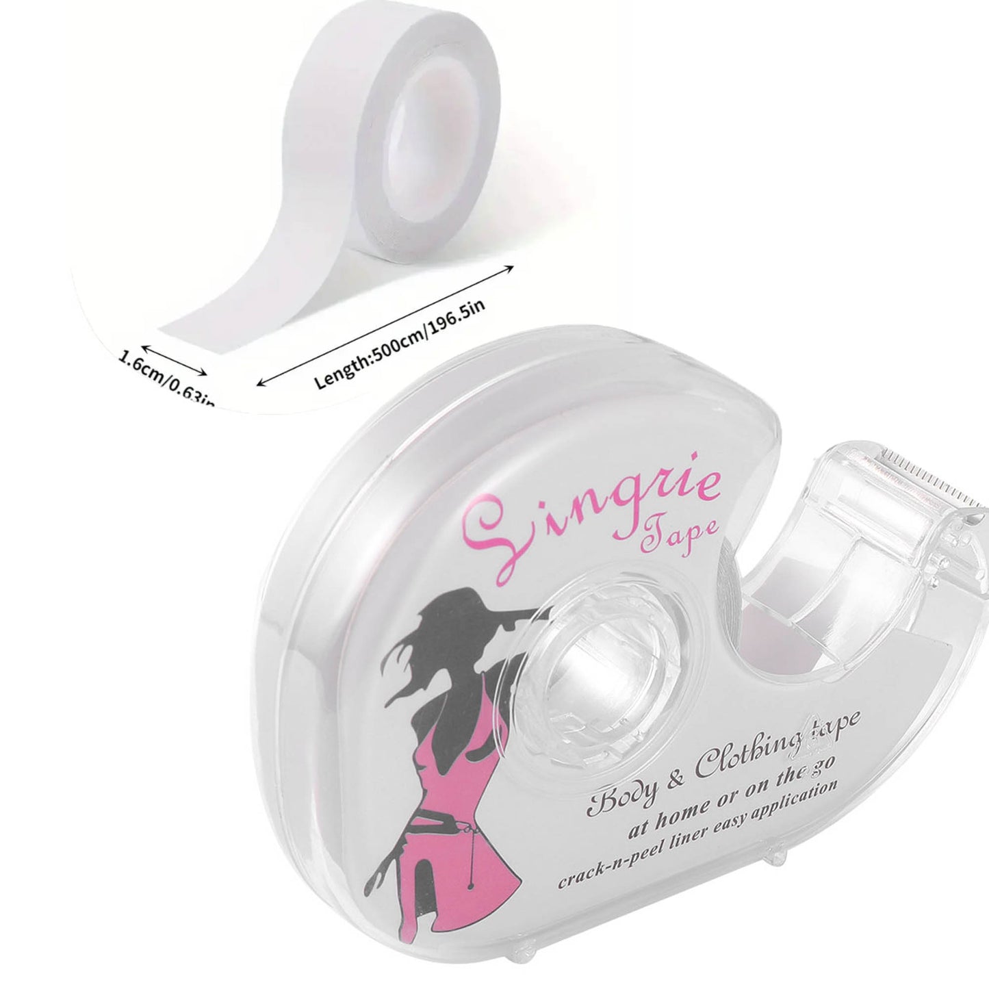 2 Rolls Double Sided Clothing Tape with Dispenser, Skin-Safe, Non-Slip, Women's Lingerie Clothing Tape