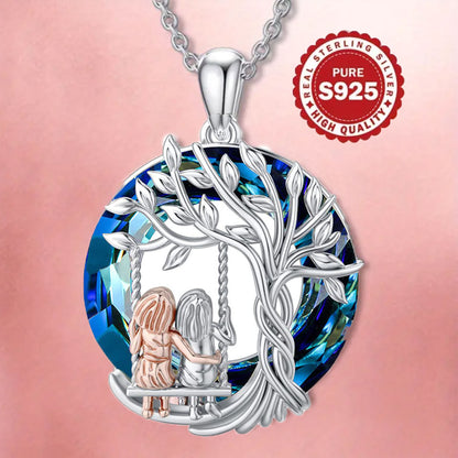 925 Sterling Silver Necklace with Tree of Life Two Sister Forever My Friend Pendant, Fruilibee Jewelry Gifts for Women, Girls and Best Friend