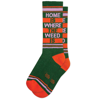 Home Is Where the Weed Is, Unisex Gym Crew Socks (Made in the USA)