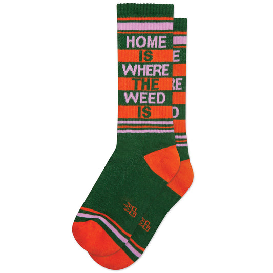 Home Is Where the Weed Is, Unisex Gym Crew Socks (Made in the USA)